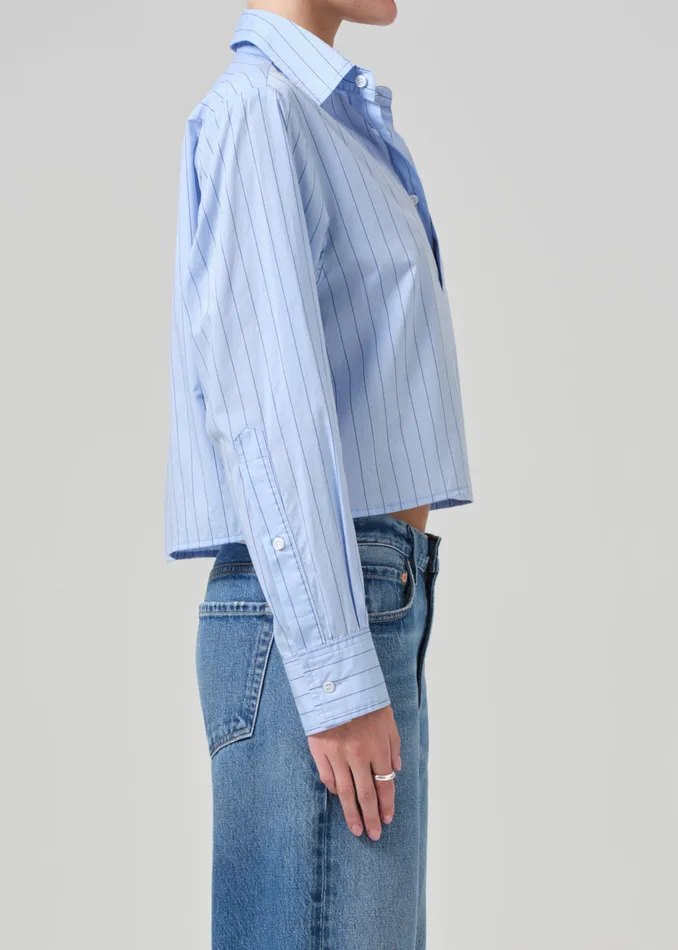 Women Tops Citizens Of Humanity Fino Cropped Shirt In Ellis Stripe