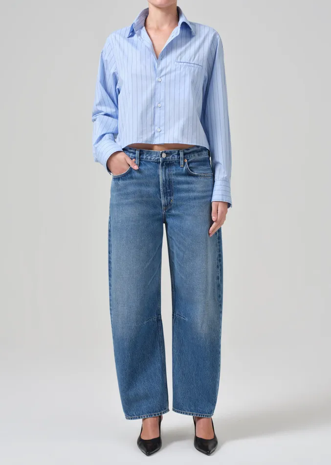 Women Tops Citizens Of Humanity Fino Cropped Shirt In Ellis Stripe