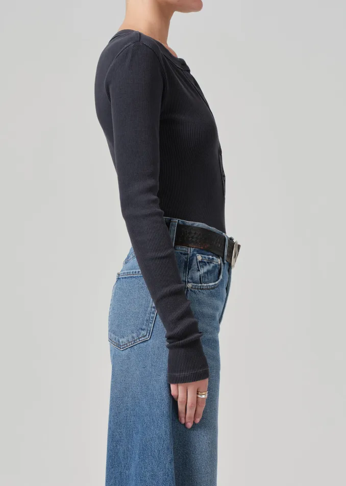 Women Tops Citizens Of Humanity Varra Henley In Charcoal Mineral