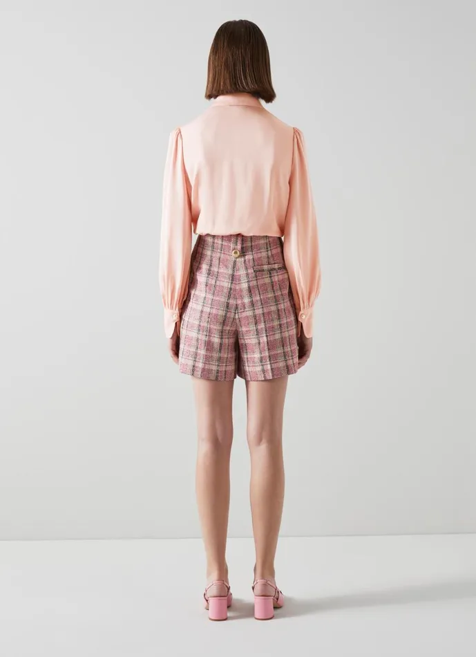 Women Tops LKBennett Sonya Pink Crepe Blouse Silver Pink Women Tops LKBennett Sonya Pink Crepe Blouse Silver Pink