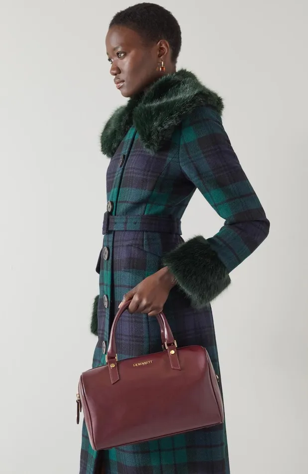 Women Tote Bags LKBennett Fleur Bordeaux Leather Bowling Bag