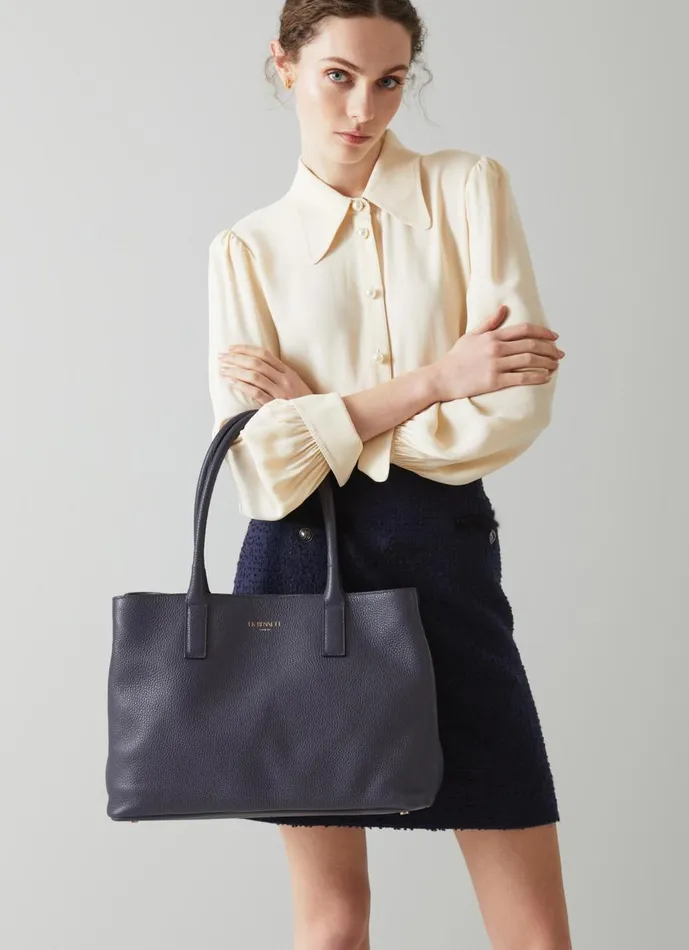 Women Tote Bags LKBennett Lillian Midnight Grainy Leather Tote Bag Women Tote Bags LKBennett Lillian Midnight Grainy Leather Tote Bag