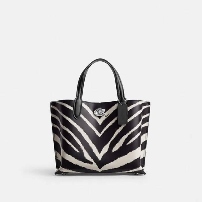Women Totes and Carryalls Coach Willow Tote 24 With Zebra Print Silverzebra