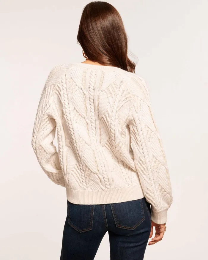 Women Trinity Embellished VNeck Sweater Grey Bedazzled Ramy Brook Tops