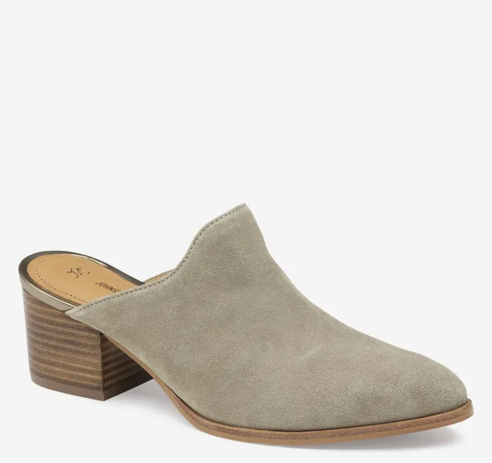 Women Trista Mule Taupe Italian Suede JohnstonandMurphy Mules and Loafers