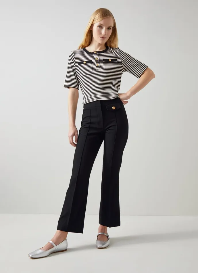 Women Trousers LKBennett Soni Black ButtonDetail Tailored Trousers Black