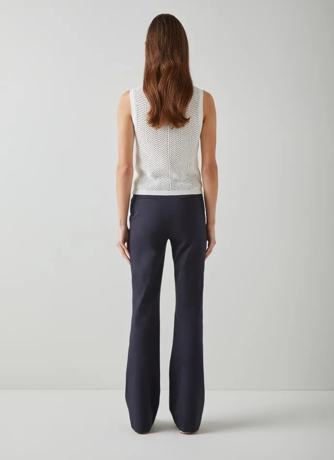 Women Trousers LKBennett Susie Navy CottonBlend Flared Trousers Navy Women Trousers LKBennett Susie Navy CottonBlend Flared Trousers Navy