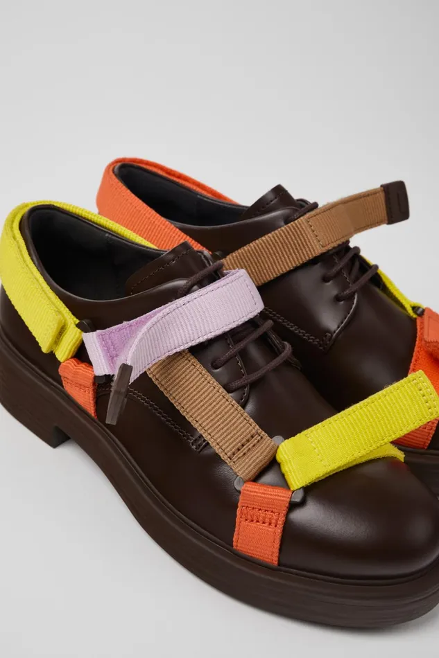 Women Twins Multicolored Leather And Textile Shoes Camper Formal Shoes