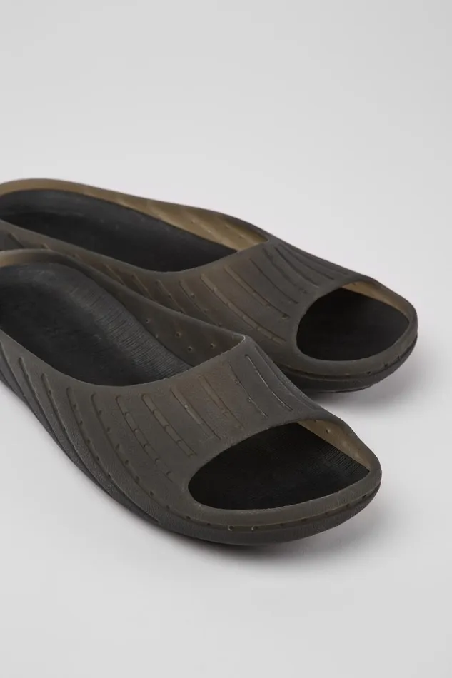 Women Wabi Black Monomaterial Sandals Camper Flat Shoes