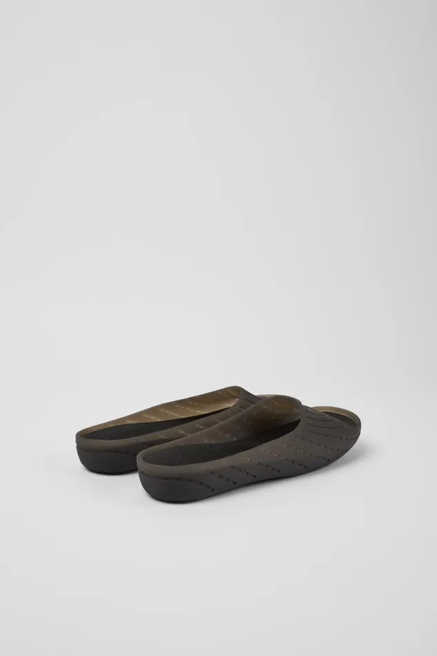 Women Wabi Black Monomaterial Sandals Camper Flat Shoes