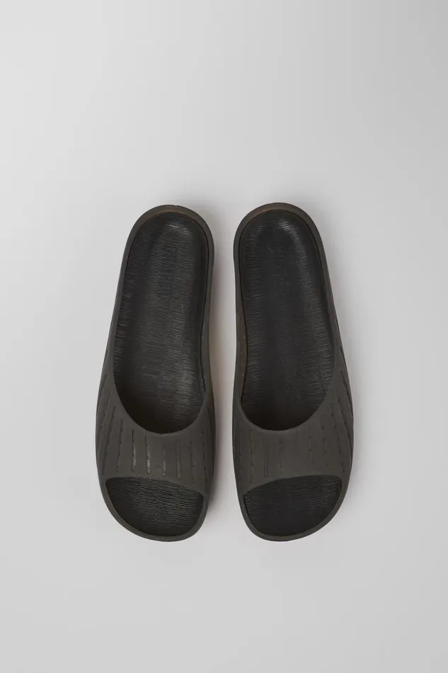 Women Wabi Black Monomaterial Sandals Camper Flat Shoes