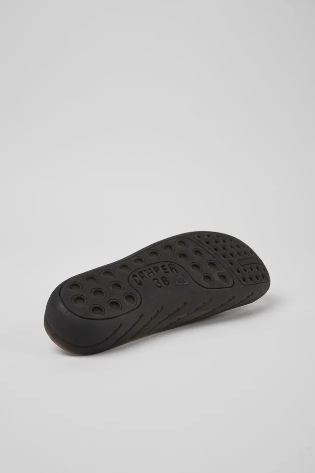 Women Wabi Black Monomaterial Sandals Camper Flat Shoes