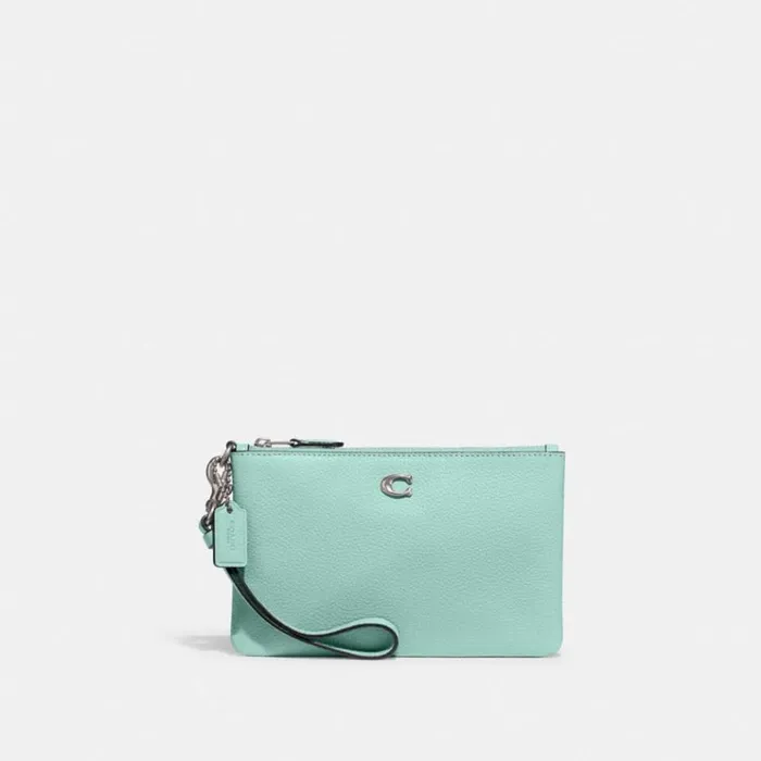 Women Wristlets Coach Small Wristlet Silverfaded Blue