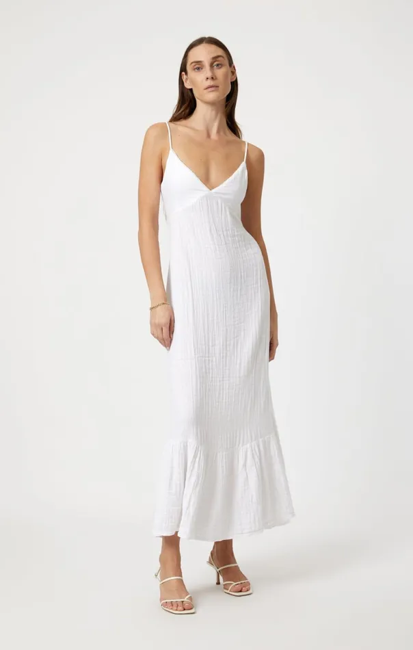 Woven Maxi Dress In White Women Mavi Jeans Dresses and Skirts