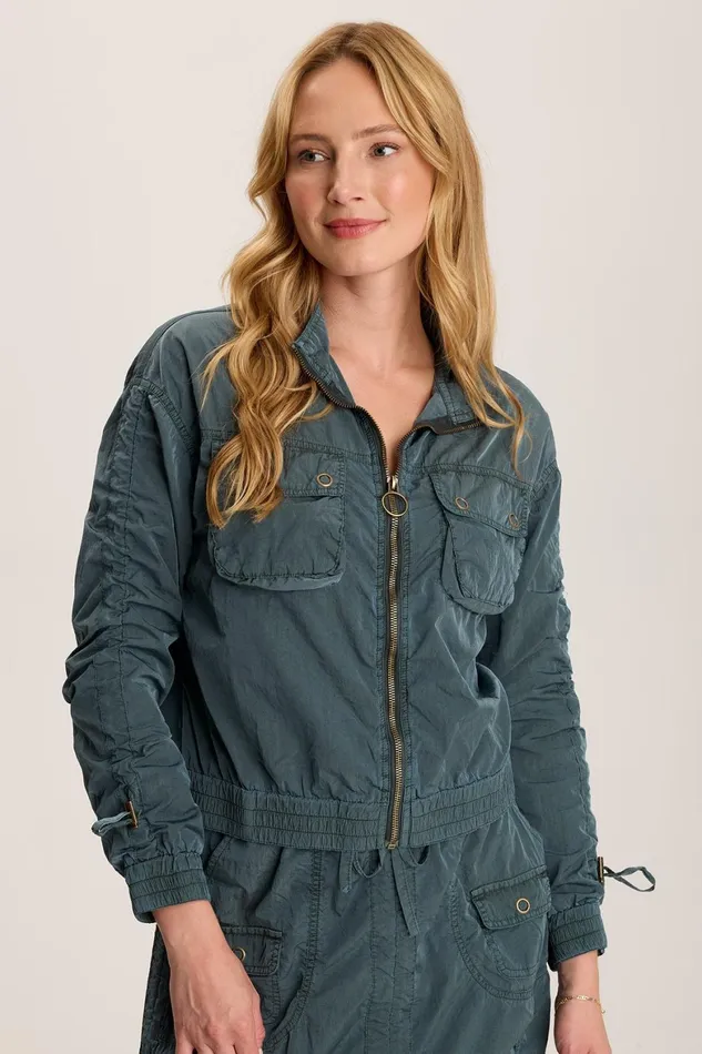 XCVI Burris Ruched Athletic Bomber Jacket Women Jackets