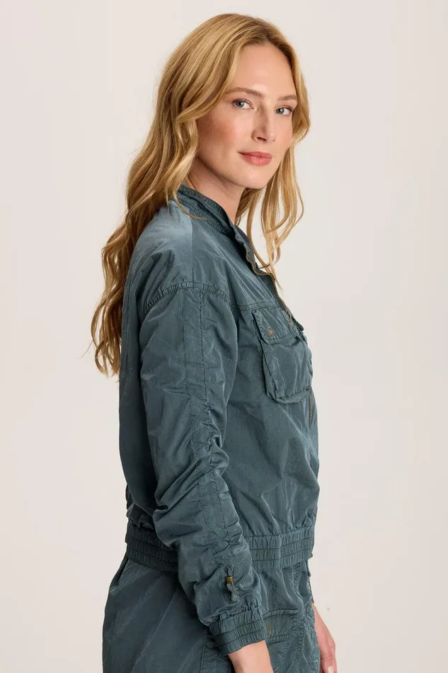 XCVI Burris Ruched Athletic Bomber Jacket Women Jackets