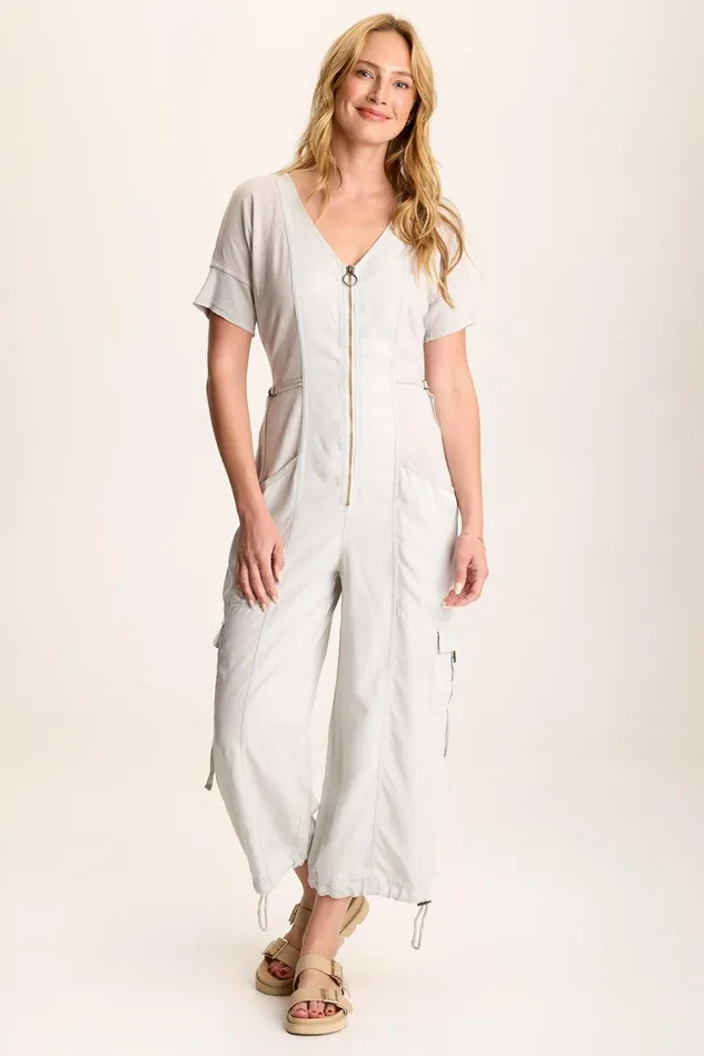 XCVI Naveen Short Sleeve Twill Banded Jumpsuit Women Jumpsuits