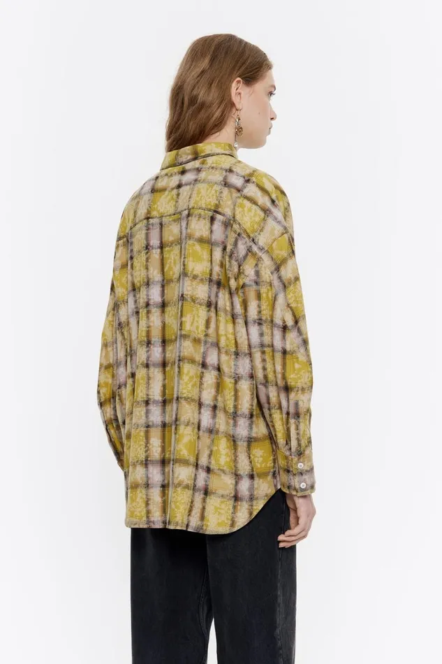 Yellow Checked Oversize Shirt Yellow Women Bimba Y Lola Shirts