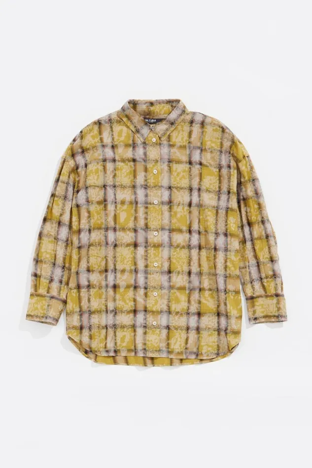 Yellow Checked Oversize Shirt Yellow Women Bimba Y Lola Shirts