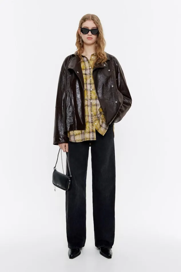 Yellow Checked Oversize Shirt Yellow Women Bimba Y Lola Shirts