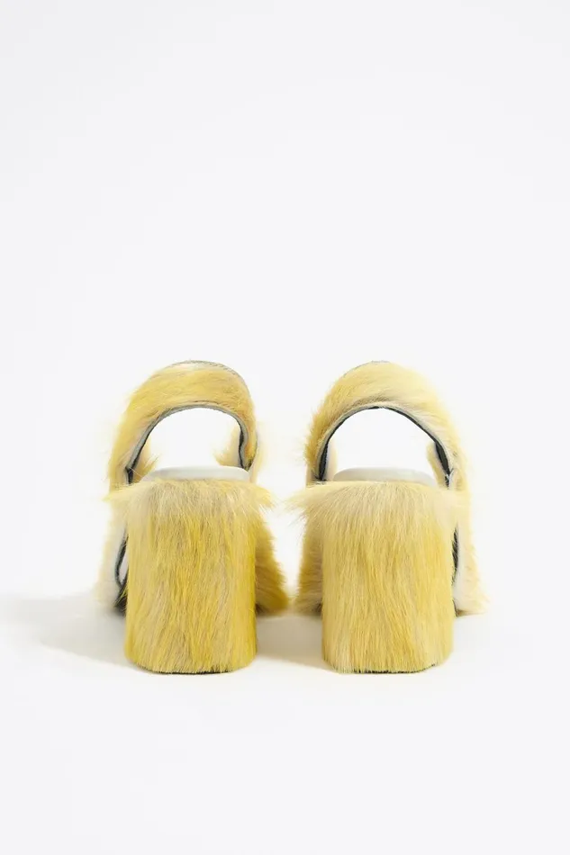 Yellow Fur Slingback Court Shoe Yellow Women Bimba Y Lola Court Shoes