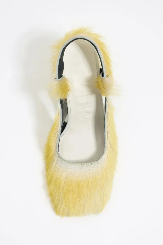 Yellow Fur Slingback Court Shoe Yellow Women Bimba Y Lola Court Shoes