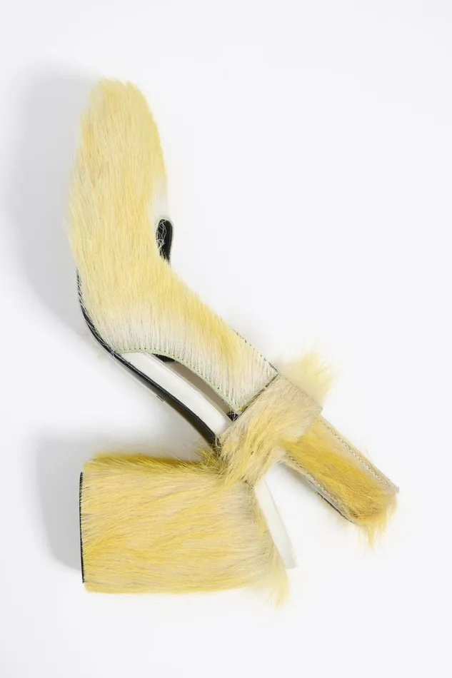 Yellow Fur Slingback Court Shoe Yellow Women Bimba Y Lola Court Shoes