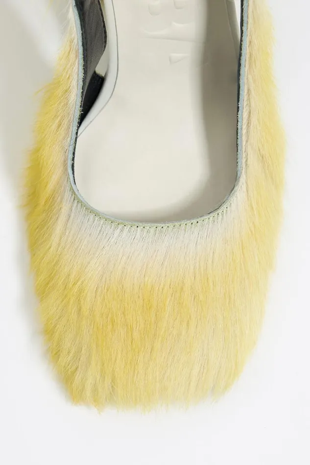 Yellow Fur Slingback Court Shoe Yellow Women Bimba Y Lola Court Shoes