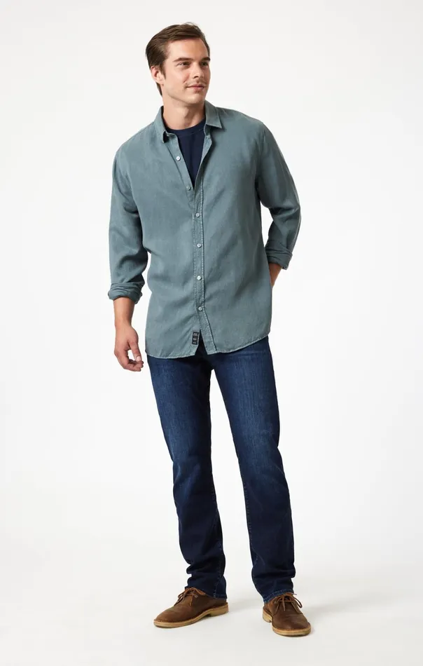 Zach Straight Leg In Deep Brushed Feather Blue Men Mavi Jeans Denim